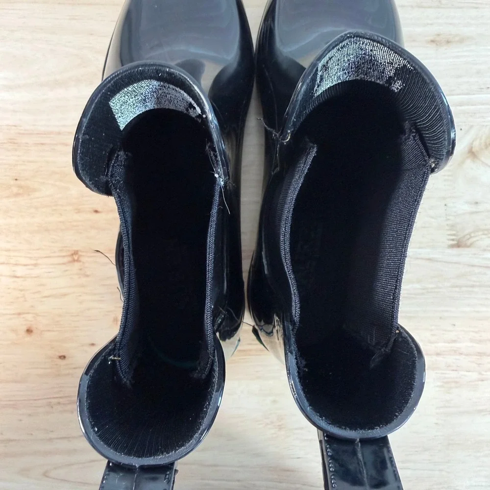 Lauren Ralph Lauren Tally Short Rain Boots Women's Black Pull-On Round Toe - 6